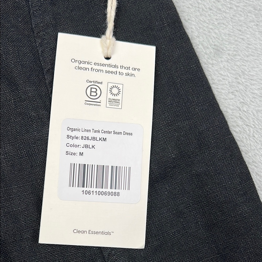 NEW MATE The Label M‎ 100% Organic Linen Black Tank Center Seam Dress - Picture 7 of 12